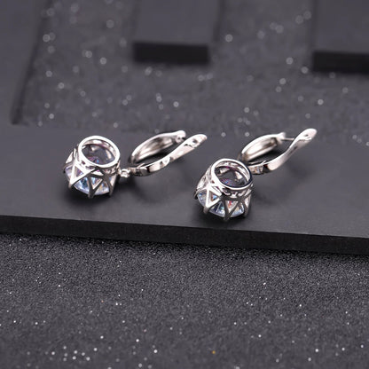 Mystic Quartz 12mm Round Brilliant Drop Earrings