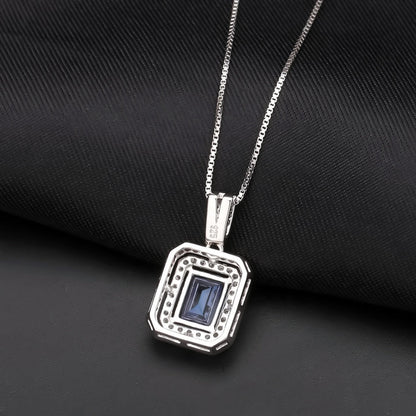 Mystic Quartz 2.05ct Emerald-Cut Halo Pendant Necklace