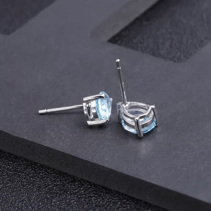 Blue Topaz 0.84ct Pear-Cut Solitaire Stud Earrings