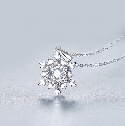 Snowflake Dancing Moissanite Pendant Set in Sterling Silver