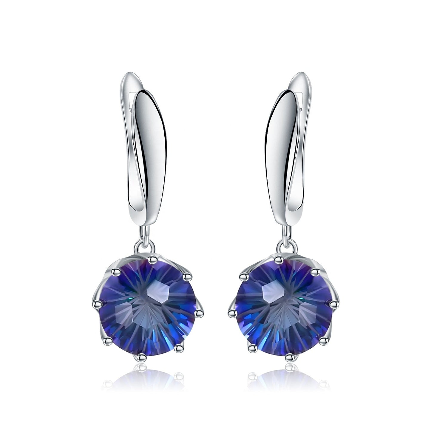 Mystic Quartz 12mm Round Brilliant Drop Earrings