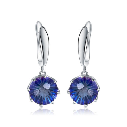 Mystic Quartz 12mm Round Brilliant Drop Earrings