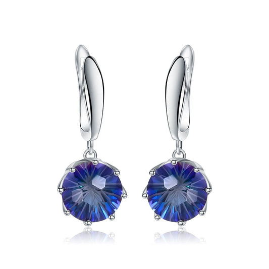 Mystic Quartz 12mm Round Brilliant Drop Earrings