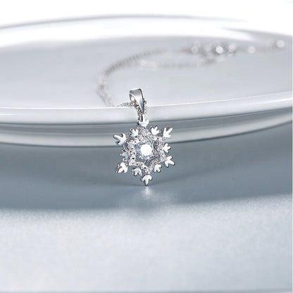 Snowflake Dancing Moissanite Pendant Set in Sterling Silver