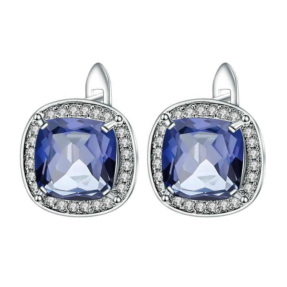 Mystic Quartz 2.20ct Cushion-Cut Halo Drop Earrings