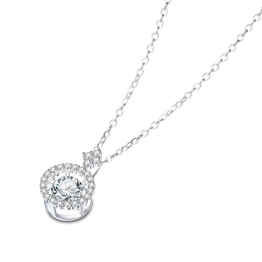 Heritage Halo Dancing Moissanite Pendant Set in Sterling Silver