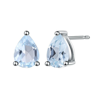 Blue Topaz 0.84ct Pear-Cut Solitaire Stud Earrings