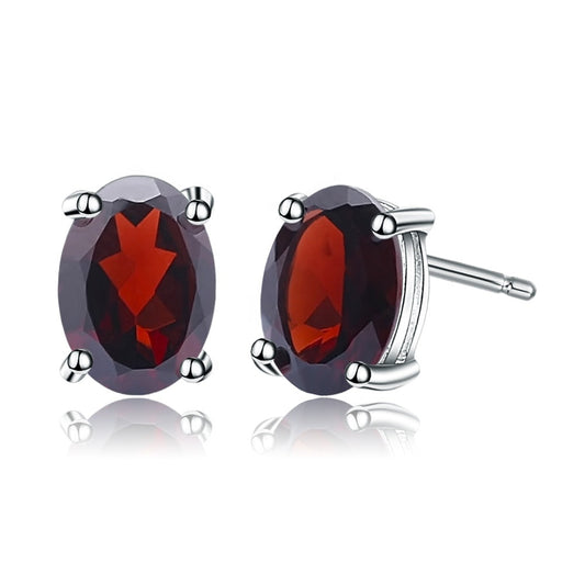 Garnet 1.00ct Oval-Cut Solitaire Stud Earrings