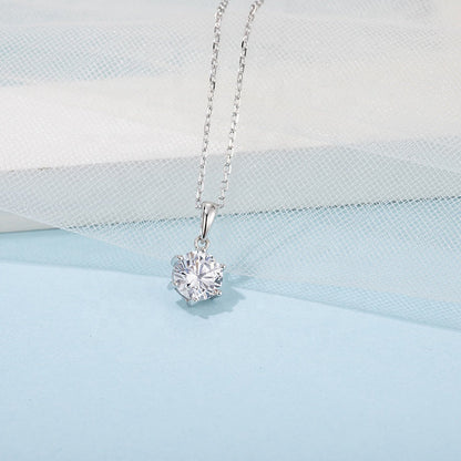 Classic 6 Claw 1.00ct Moissanite Pendant Set in Sterling Silver