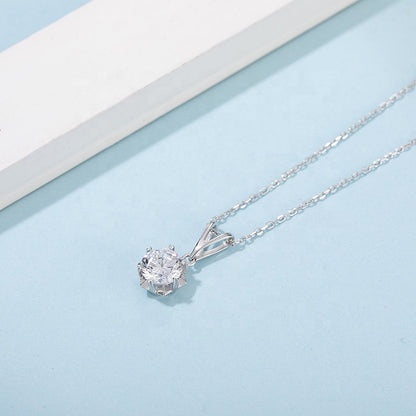 Snowflake 6 Claw 1.00ct Moissanite Pendant Set in Sterling Silver