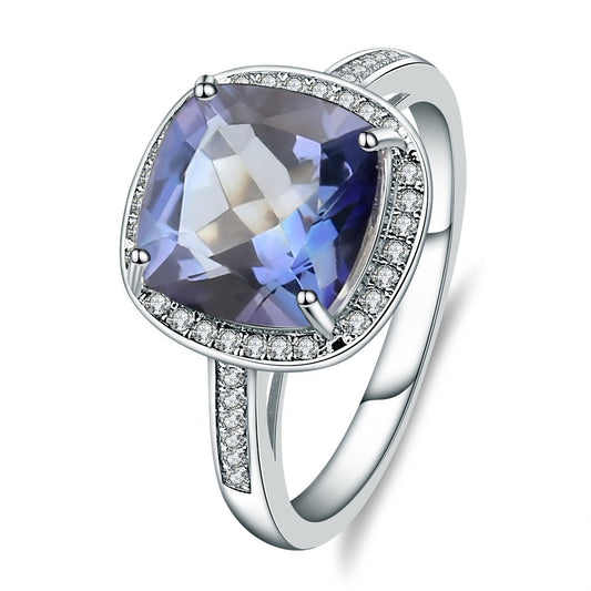 Elevé Halo Mystic Quartz Ring - Cushion Cut