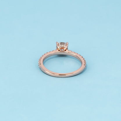 Cushion Cut Moissanite Engagement Ring Set in 9ct Rose Gold