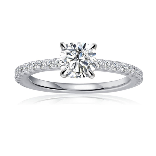 Cushion Cut Moissanite Engagement Ring Set in 9ct White Gold