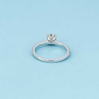 Cushion Cut Moissanite Engagement Ring Set in 9ct White Gold