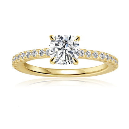Cushion Cut Moissanite Engagement Ring Set in 9ct Yellow Gold