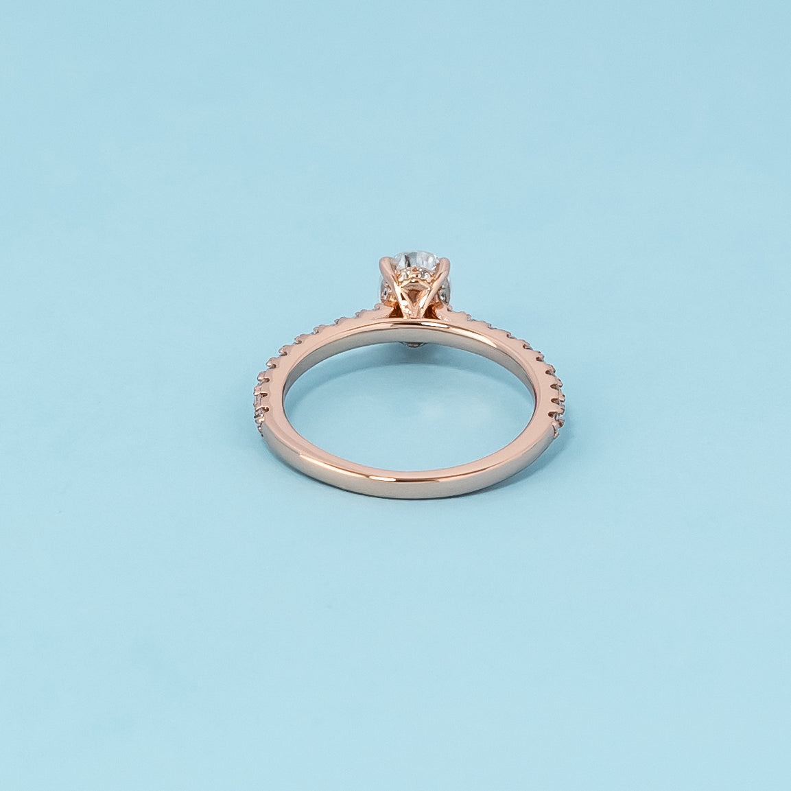 Oval Cut Moissanite Engagement Ring Set in 9ct Rose Gold