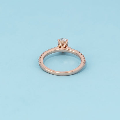 Oval Cut Moissanite Engagement Ring Set in 9ct Rose Gold