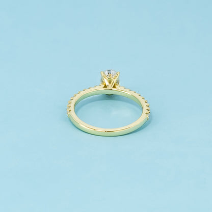 Oval Cut Moissanite Engagement Ring Set in 9ct Yellow Gold