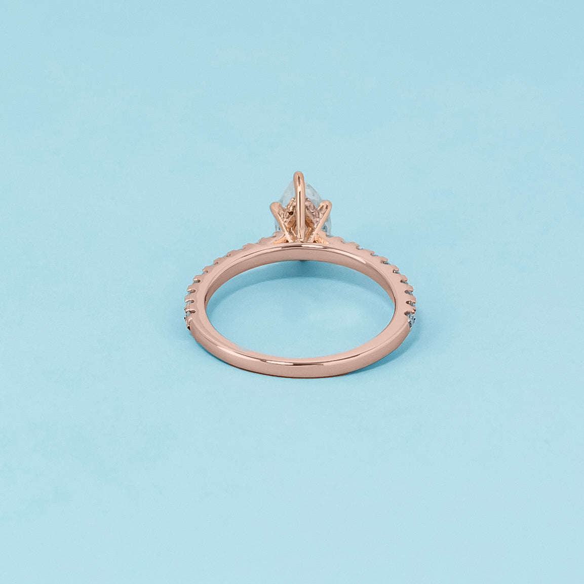 Pear Shape Moissanite Engagement Ring Set in 9ct Rose Gold