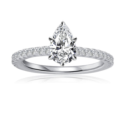 Pear Shape Moissanite Engagement Ring Set in 9ct White Gold