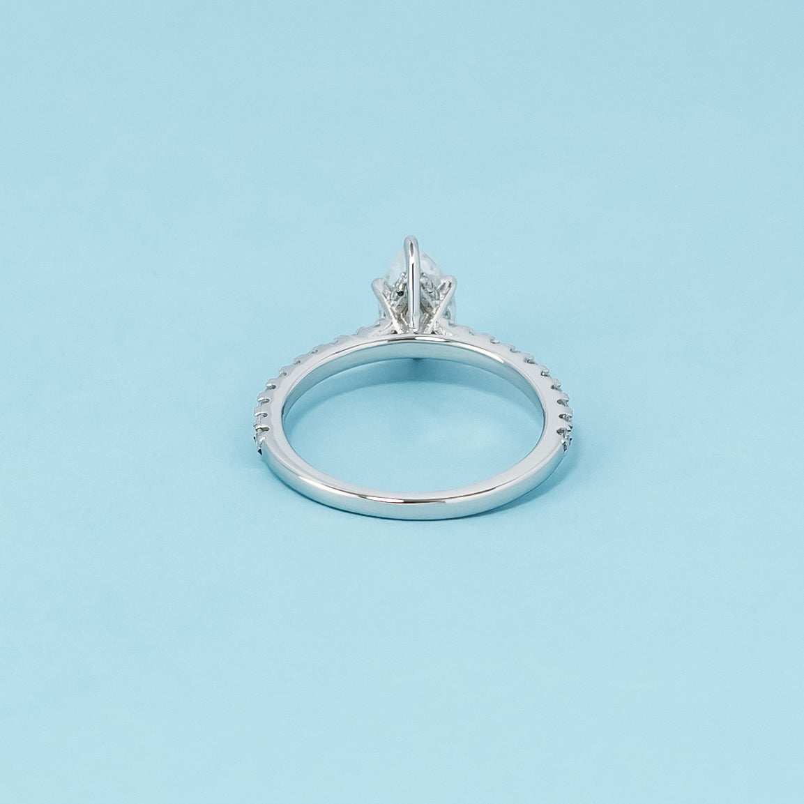 Pear Shape Moissanite Engagement Ring Set in 9ct White Gold