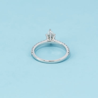 Pear Shape Moissanite Engagement Ring Set in 9ct White Gold