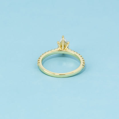 Pear Shape Moissanite Engagement Ring Set in 9ct Yellow Gold