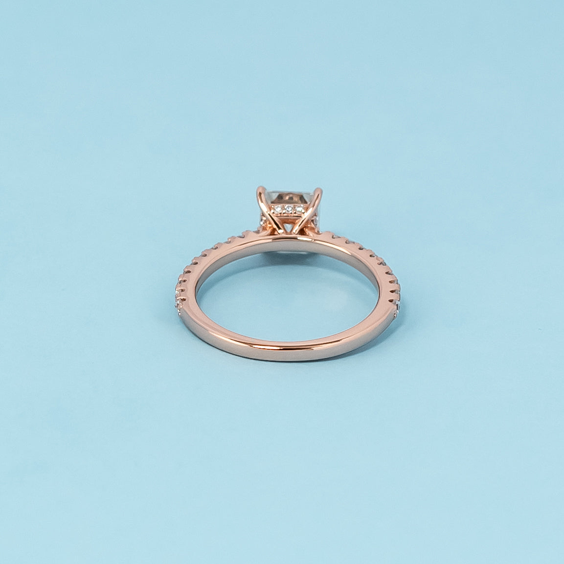 Princess Cut Moissanite Engagement Ring Set in 9ct Rose Gold