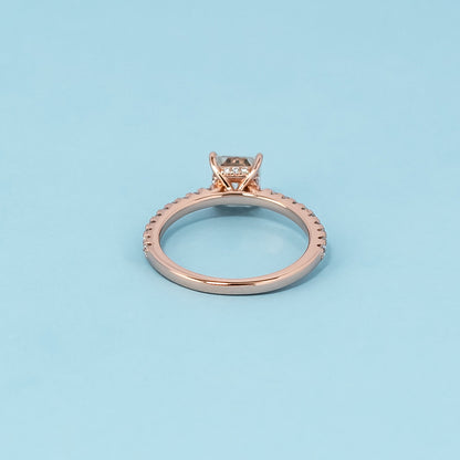 Princess Cut Moissanite Engagement Ring Set in 9ct Rose Gold