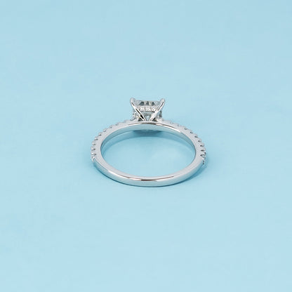 Princess Cut Moissanite Engagement Ring Set in 9ct White Gold