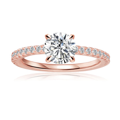Round Brilliant Moissanite Engagement Ring Set in 9ct Rose Gold