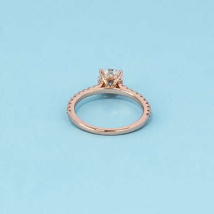 Round Brilliant Moissanite Engagement Ring Set in 9ct Rose Gold
