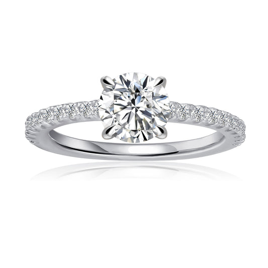 Round Brilliant Moissanite Engagement Ring Set in 9ct White Gold