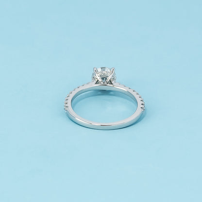 Round Brilliant Moissanite Engagement Ring Set in 9ct White Gold