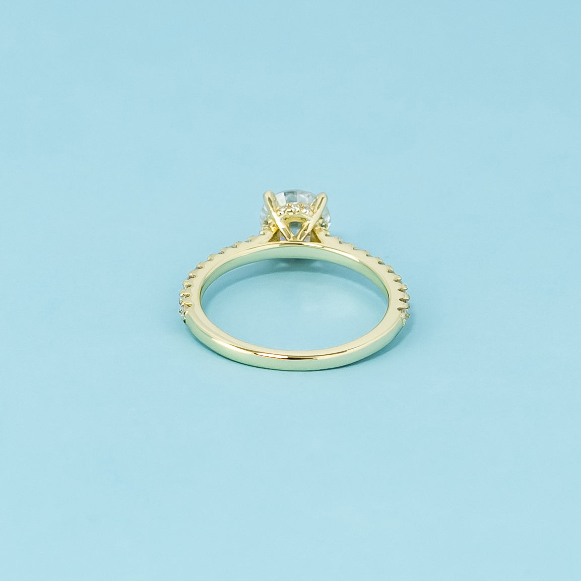 Round Brilliant Moissanite Engagement Ring Set in 9ct Yellow Gold