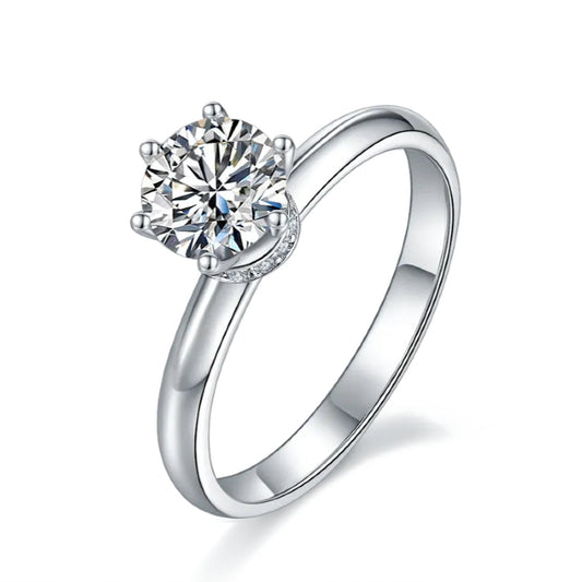 Hidden Halo 1.00ct Moissanite Engagement Ring Set in Sterling Silver