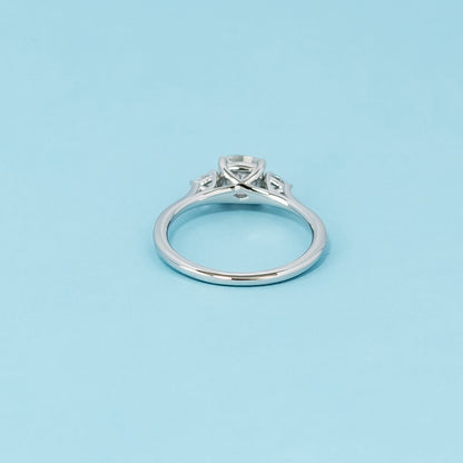 Trinity Cushion Cut Moissanite Engagement Ring Set in 9ct White Gold