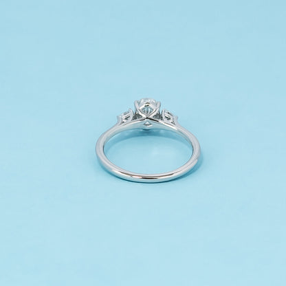 Trinity Oval Cut Moissanite Engagement Ring Set in 9ct White Gold