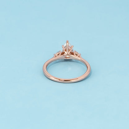 Trinity Pear Shape Moissanite Engagement Ring Set in 9ct Rose Gold