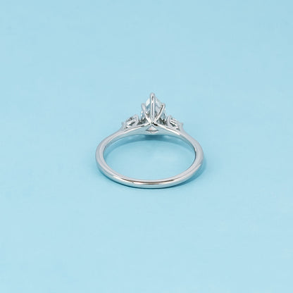 Trinity Pear Shape Moissanite Engagement Ring Set in 9ct White Gold