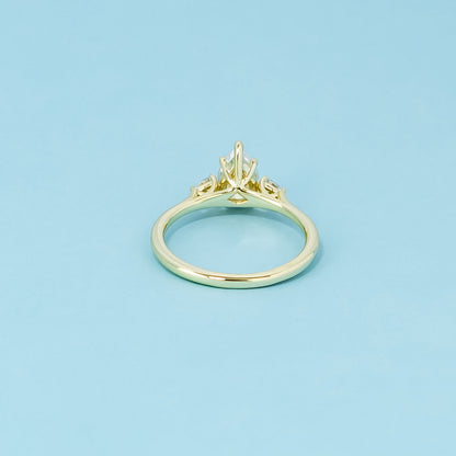 Trinity Pear Shape Moissanite Engagement Ring Set in 9ct Yellow Gold