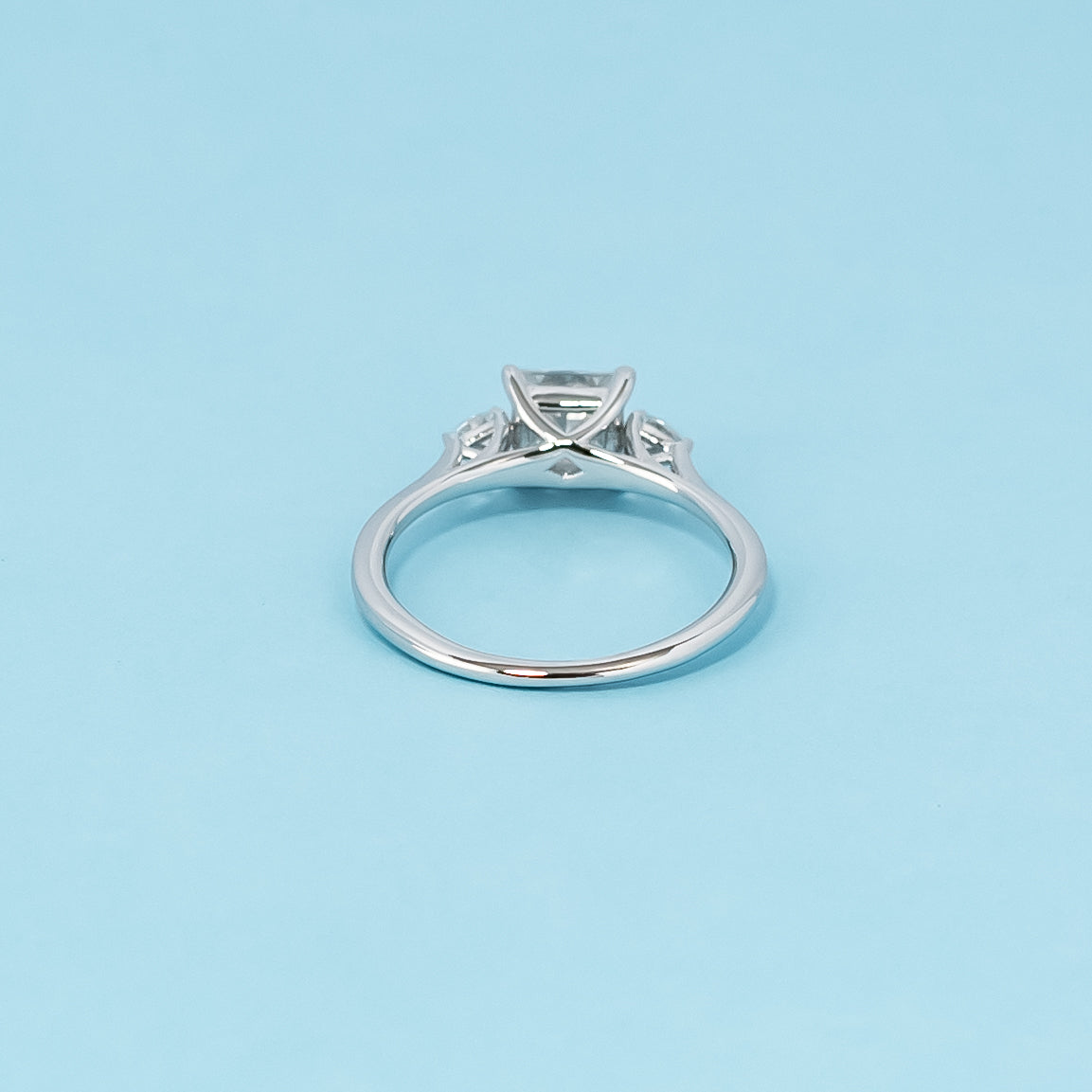 Trinity Princess Cut Moissanite Engagement Ring Set in 9ct White Gold