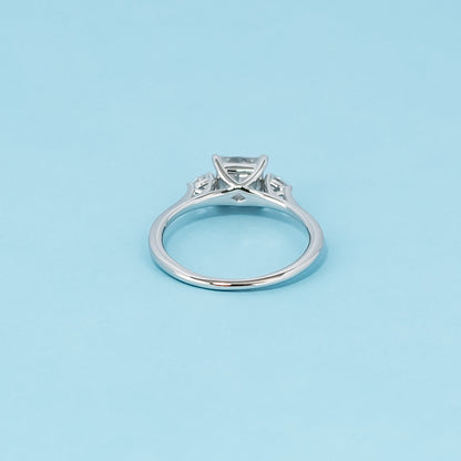 Trinity Princess Cut Moissanite Engagement Ring Set in 9ct White Gold