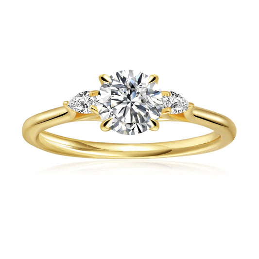 Trinity Round Brilliant Moissanite Engagement Ring Set in 9ct Yellow Gold