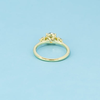 Trinity Round Brilliant Moissanite Engagement Ring Set in 9ct Yellow Gold