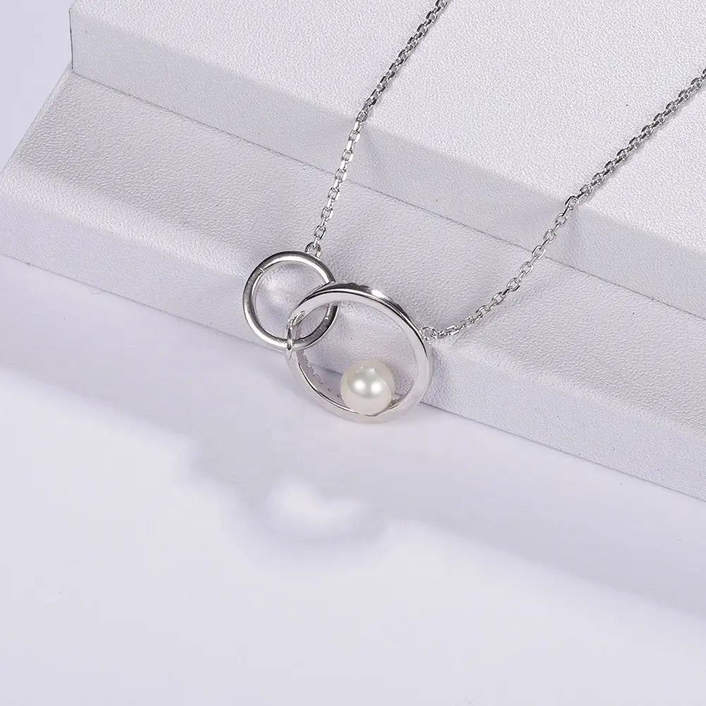 Freshwater Pearl & Cubic Zirconia Infinity Pendant Necklace