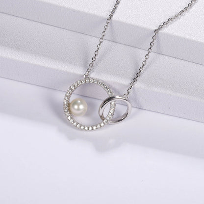 Freshwater Pearl & Cubic Zirconia Infinity Pendant Necklace