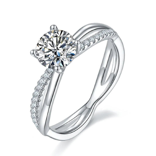 Spiral 1.00ct Moissanite Engagement Ring Set in Sterling Silver