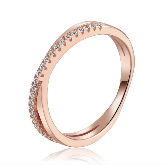 Spiral Moissanite Wedding Band Set in 9ct Rose Gold