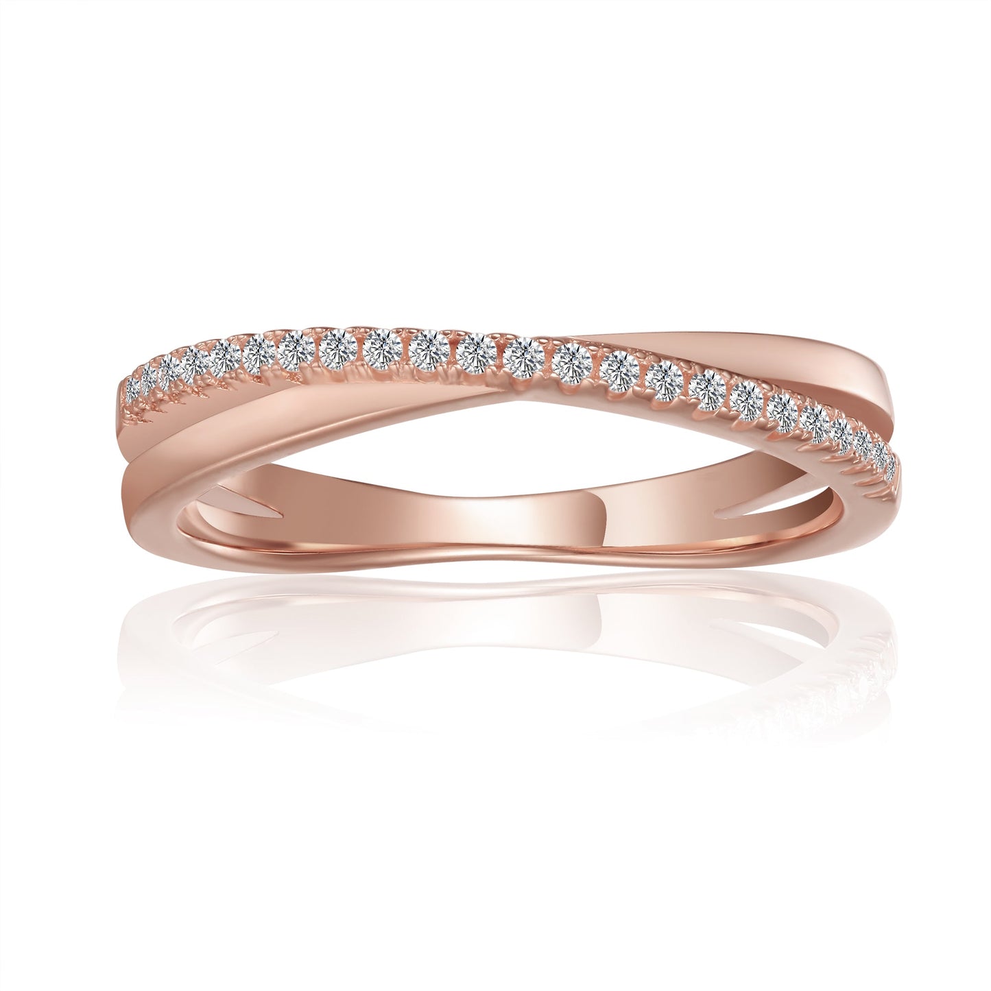 Spiral Moissanite Wedding Band Set in 9ct Rose Gold